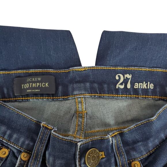 J. Crew Toothpick Y2K Slim Dark Wash Jeans Size 27 Low Rise Gorpcore Blue Denim - Picture 5 of 5